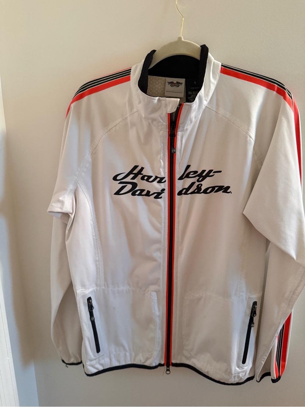 Harley-Davidson White Jacket with Red and Black Trim